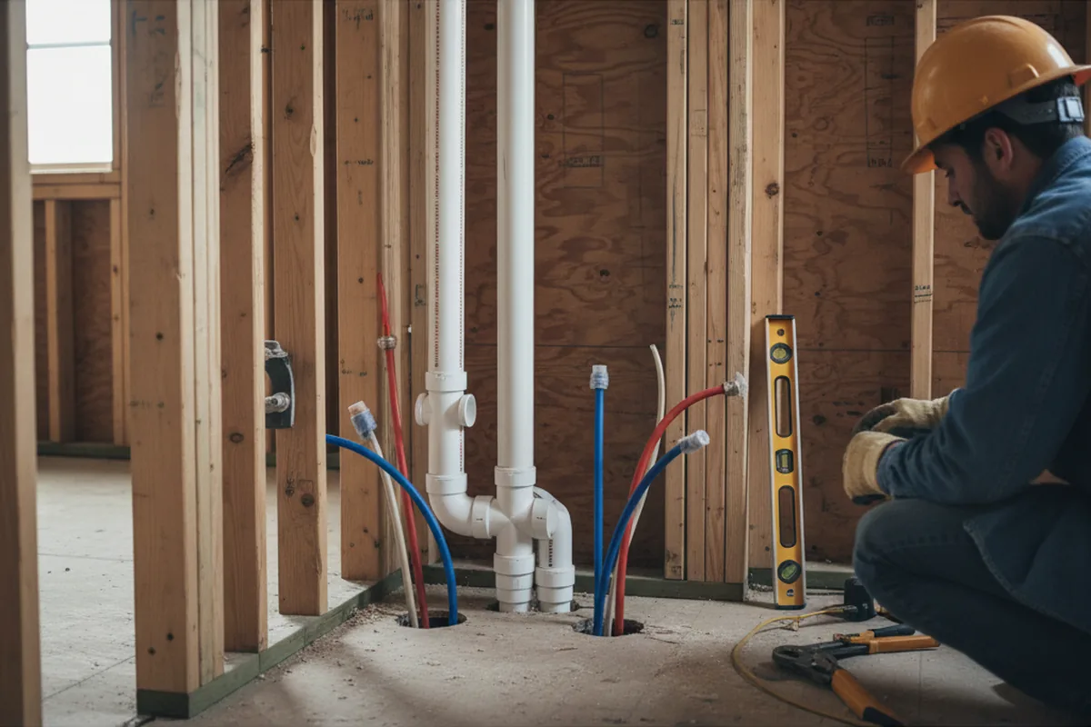 Drain and supply rough-in during Drain Cleaning in Hitchins